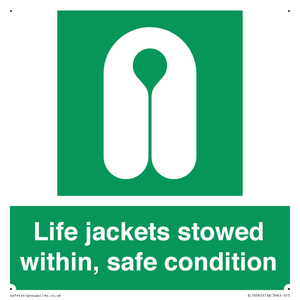 Life jackets stowed within